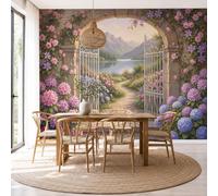 GLCWARM Wallpaper Wall Mural Lakeside Garden 300X210Cm / Archway Scenery Photo Wallpaper Mural Decoration Wall Covering for Dining Rooms Living Rooms Bedrooms