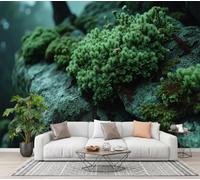 GLCWARM Wallpaper Wall Mural Mossy Rocks 400X280Cm / Forest Ecology Photo Wallpaper Mural Decoration Wall Covering for Dining Rooms Living Rooms Bedrooms