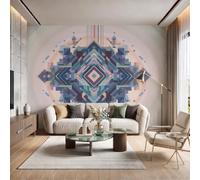 GLCWARM Wallpaper Wall Mural Powder Blue Pixel Lines 400X280Cm | 3D Now Abstract Photo Wallpaper Non-Woven Wall Mural Poster for Living Room Bedroom Corridor Tv Background