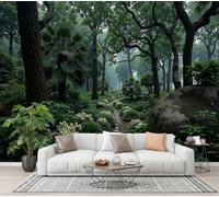 GLCWARM Warm Earth Brown Forest Flower Path Photo Wallpaper | Forest Stone Path Wall Mural for Living Room & Bedroom, Non-Woven Decorative Wall Art, 300X210Cm