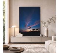 GLCWARM Wilderness Horse Herd Wall Art Unframed Artwork 40X60 Cm | Night Sky Scenery Canvas Prints Paintings For Bedroom, Living Room And Office Home Walls, Powder Blue
