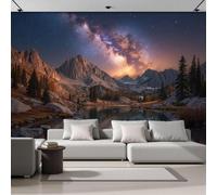 GLCWARM Wilderness Starry Sky Scenery Mural Wallpaper 400X280Cm