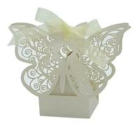 GLDFW 50 Pieces Heart Hollow Cut Bridal Candy Box with Ribbon Guest Gift Box Paper Wrapped Wedding Supplies