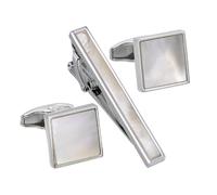 GLDFW Cufflinks Tie Clip Set Shell Pearl Men Classic Cufflink Wedding Accessories Luxury Men's Shirt Clip Ceremony Gift