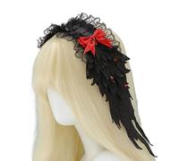 GLDFW Dark Angel Wing Headband Feather Wing Headpiece Cosplay Lace Bow Hair Accessories