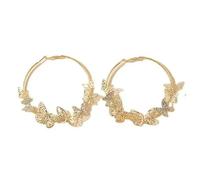 GLDFW Exaggerated Big Round Butterfly Hoop Earrings Women Pretty Golden Geometric Circle Loop Earring Stylish Jewelry Gifts