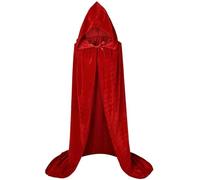 GLDFW Halloween Velvet Cloak long Hooded cape Unisex for Devil Witch Wizard Christmas Cosplay red cloak