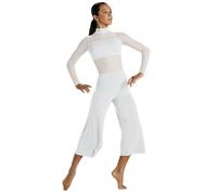 GLDFW Lyrical Dance Jumpsuit Girl Women Capri Pant Contemporary Dance Costumes Stage Performance Outfit Adlut Plus Size
