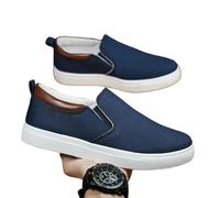 GLDFW Men Casual Shoes Male Sneaker Canvas Boys Fashion Slip-on Vulcanized Flats Non-Leather Casual Shoes Blue