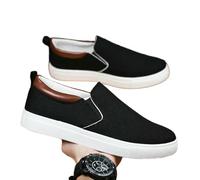 GLDFW Men Casual Shoes Male Sneaker Canvas Boys Fashion Slip-on Vulcanized Flats Non-Leather Casual Shoes Black