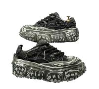 GLDFW Men's Spring Summer Fashionable Retro Trendy Tire Bottom Casual Thick Bottom Height Raising Couple Sports Shoes Black