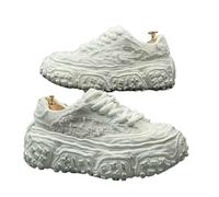 GLDFW Men's Spring Summer Fashionable Retro Trendy Tire Bottom Casual Thick Bottom Height Raising Couple Sports Shoes White