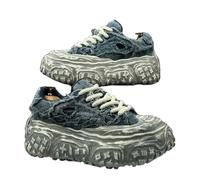 GLDFW Men's Spring Summer Fashionable Retro Trendy Tire Bottom Casual Thick Bottom Height Raising Couple Sports Shoes Blue