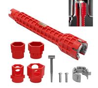 GLDFYYDS 14 in 1 Tap Spanner Tool,Faucet Wrench for Tight Spaces,Non-Slip Spanner Kit,Multi-Functional Sink Installation Tool for Sink/Bathroom/Kitchen Plumbing Repairs