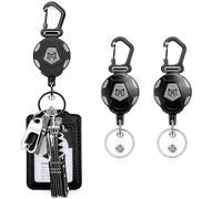 GLDFYYDS 2 Pack Heavy Duty Retractable Keychain with Carabiner - ABS+PC Build, Compact, Smooth Retraction for Keys/ID Badges (Outdoor & Daily Use)