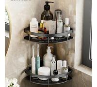 GLDFYYDS Corner Shower Caddy, No Drilling Shower Rack with Hooks, 2 Pack Aluminium Corner Shelf, Triangle Bathroom Shelf Organizer for Bathroom and Kitchen, Black