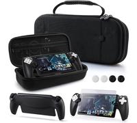 GLDRAM Carrying Case for PlayStation Portal Remote Player, Built-in Groove Handheld Travel Storage Bag for PS5 Portal Accessories with Black Silicone Protective Cover, HD Screen Protector & Thumb Caps