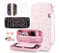 GLDRAM Pink Cherry Blossom Carrying Case for Nintendo Switch 2, Cute Girly Accessories Kit with Travel Storage Bag, Glitter Sakura Protective Cover, Screen Protector, Shoulder Strap & 2 Thumb Grips