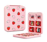 GLDRAM Pink Strawberry Game Case for Nintendo Switch 2 (2025), Cute Girly Game Storage Holder with 12 Switch Card Slots & 12 Micro SD for Switch/OLED/Lite