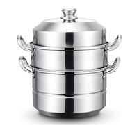 GLDWEY 28-40cm Steamer Pot, 3 Tier Stainless Steel Steaming Pot Dim Sum Cookware, Food Vegetable Cooking Pan With Stackable Pan Insert/Lid for Vegetable, Dumpling, Stock, Sauce, Food