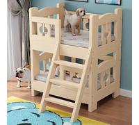 GLDWEY Dog Bunk Bed for Small Medium Large Pet Double Layer Wood Frame Pet Bed Removable Double Layer Pet Bed with Stairs Cat Home with Lounging Platform Multiple (Size:68x48x80cm)