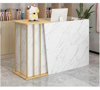 GLDWEY Simple Modern Reception Counter Wooden Cashier Desk for Retail Store, Supermarket, Convenience Shop, Clothing Store, Small Business Front Desk with Storage Drawer(Marble Color,100x40x90cm)