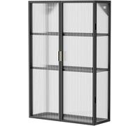 GLDWEY Wall Mounted Home Bathroom Cabinet,With Acrylic Doors Bathroom Medicine Cabinet,Punch-Free Dustproof Toiletries Metal Hanging Cabinet Cosmetics Storage Box