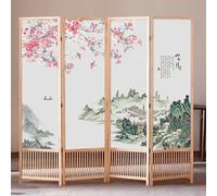 GLDYTVF 4 5 6 7 8 Panel Folding Screen Room Divider, Chinese Decorative Privacy Screen Indoor Wood with Flowers, 6 6.5 Ft Tall Office Partition Temporary Walls, Business Gift (Color : 4 P