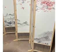 GLDYTVF 6 8 10 12 Ft Wide Chinese Landscape Wall Dividers with Wood Frame, Foldable Privacy Partition Screen for Room Separation/Doorway/Kitchen Restaurant/Hotel (Color : 6 Panel, Size : H