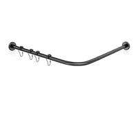 GLDYTVF Adjustable Curved Shower Curtain Rod No Drill Extensible 60-160 cm Stainless Steel Corner Bathtub Bar Black Perfect for Bathroom and Shower Enclosures
