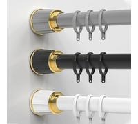 GLDYTVF Adjustable Shower Curtain Rod 40-500CM No Drill 32mm Diameter Multi-Functional Curtain Pole for Bathroom Window Balcony Kitchen & Closet (White 110-190CM)