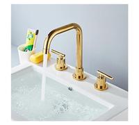 GLDYTVF Bathroom Basin Faucet Deck Mounted Double Handle Faucet Matt Black Basin Mixer Hot Cold Shower Room Sink Faucet 3 Hole Tub Tap,Single Lever monobloc Kitchen Mixer