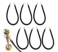 GLDYTVF Commercial Black Velvet Rope Barrier32mm Thick Queue Line Dividers with Hooks 6 Pack 350cm/138in for Museums Hospitals Playgrounds Event Crowd Control