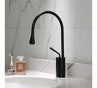 GLDYTVF Golden Brushed Brass Kitchen Bathroom Basin Faucet Single Lever 360 Rotation Spout Mixer Tap for Hot Cold Water Sink Black A2