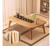 GLDYTVF Japanese Bamboo Folding Coffee Table Portable Kotatsu Table Low Table for Sitting on the Floor Japanese Furniture (70 x 40 x 36 cm Natural Finish)