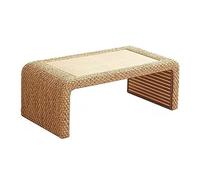 GLDYTVF Japanese Style Rattan Coffee Table Wicker Low Tea Table for Home & Office (80x50x38cm) Rustic Farmhouse Design with Seagrass Texture
