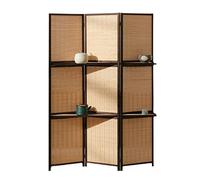 GLDYTVF Modern Bamboo Woven Room Divider with Shelves on Both Sides, Freestanding Portable Partition Screen for Home Bedroom Office Studying Or Conference (Color : 3 Panel, Size : Tall 170