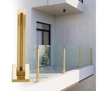 GLDYTVF Stainless Steel 304 Glass Railing System U Channel Post Baluster Brushed Guardrail Hardware for Deck Balcony Stairs - Gold Finish& Stylish Glass Balustrade