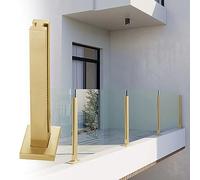 GLDYTVF Stainless Steel Glass Railing System Brushed Gold U Channel Baluster304 Hardware for Deck Balcony Stairs - Elegant Glass Guardrail Solution