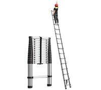 GLDYTVF Telescoping Aluminum Extension Ladder 20.3ft Foldable Ladder for RV Roofing Home & Business Use 150kg Load Capacity Compact & Portable (Color: Black Size: 6.2m)