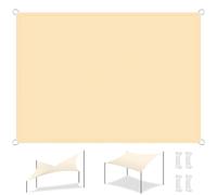 GLDYTVF Waterproof Rectangle Sun Shade Sail 2.5 x 5 m Polyester 98% Block Right Angle Garden/Yard/Beach/Pool Cream Color