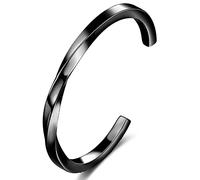 Gleamart Black Stainless Steel Nordic Bracelet Amulet Talisman Bracelet Mobius Open Cuff Bangle for Women Men