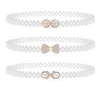 Gleamart Bow Waist Belt 3 Pcs Pearl Waist Belts Crystal Rhinestone Waist Chains for Women