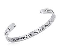 Gleamart Inspirational Bracelet Adjustable Engraved Cuff Bangle Gift for Women She Believed She Could So She Did