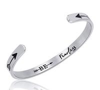 Gleamart Inspirational Cuff Bangle Bracelet Stainless Steel Engraved Bracelet Gift Be Fearless