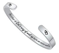 Gleamart Inspirational Friendship Bracelet for Women Stainless Steel Engraved Cuff Bangle for A Sister