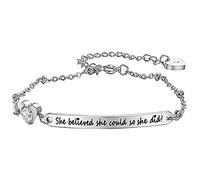 Gleamart Inspirational Mantra Bracelet Sister Friendship Adjustable Bangle Engraved with She Believed She Could So She Did