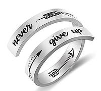 Gleamart Inspirational Ring Stainless Steel Engraved Keep Going Ring Gift Never Give Up
