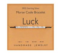 Gleamart Morse Code Bracelet 925 Sterling Silver Handmade Secret Message Beads Silk Cord Bangle for Luck