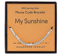 Gleamart Morse Code Bracelet 925 Sterling Silver Handmade Secret Message Beads Silk Cord Bangle for My Sunshine